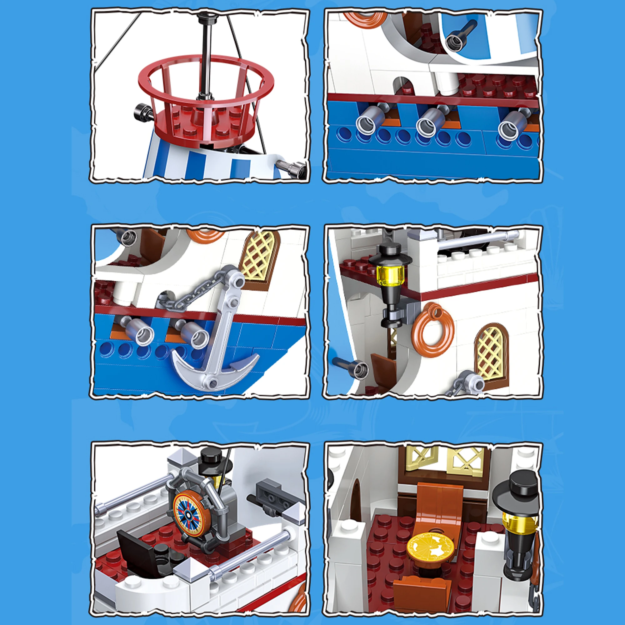414pcs Royal Explorer Sailboat Building Blocks Desktop Ornament Pirate Ship Classic Ship Model Bricks Toys for Kids Adults Gifts