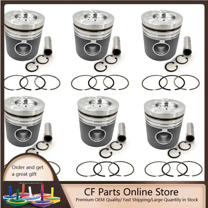 

New 6 Sets STD Piston Kit With Ring 65.02501-0172 Fit For Doosan D1146 Engine 111MM