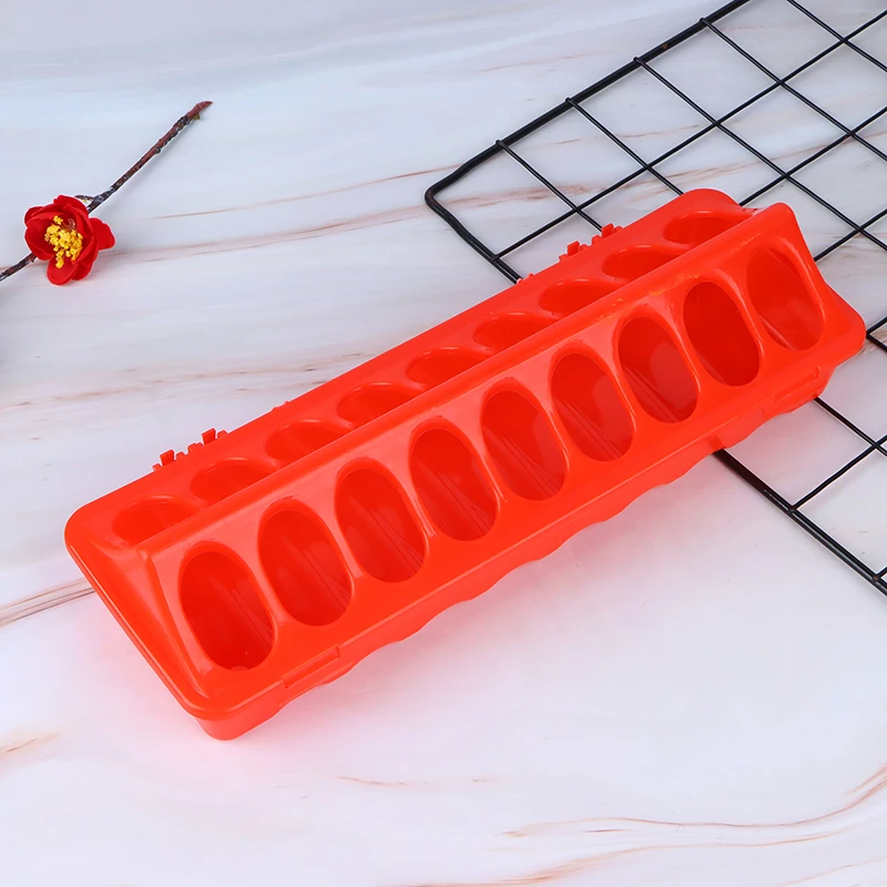 1Pc Double Row 12/18 Holes Poultry Ground Feeder Plastic Clamshell Feeding Chicken Groove Farm Breeding Supplies