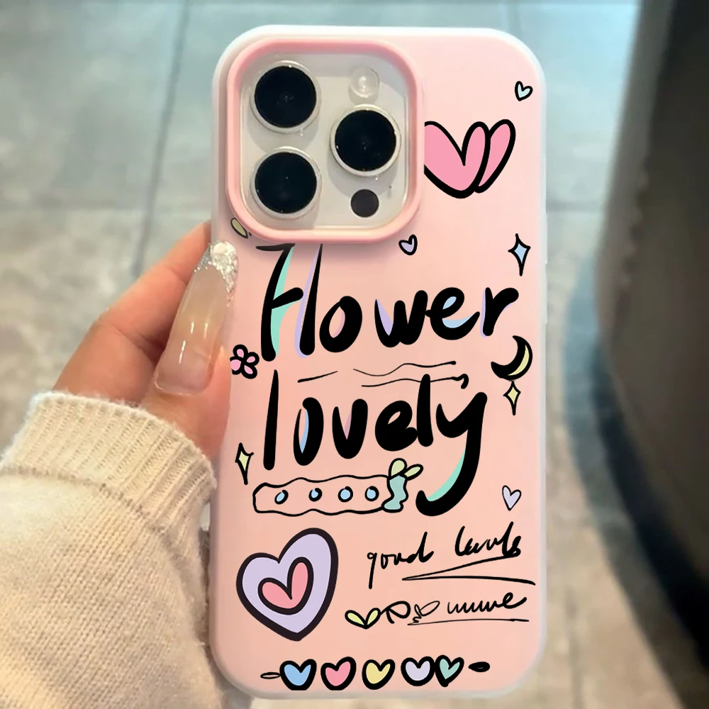 Für iPhone 17 15 16 14 Pro Max Hülle Plus Koreanischer Graffiti-Stil Cover Für iPhone 13 11 12 ProMax XS XR 8 Plus Bonbonfarbene Hüllen – Detail 2