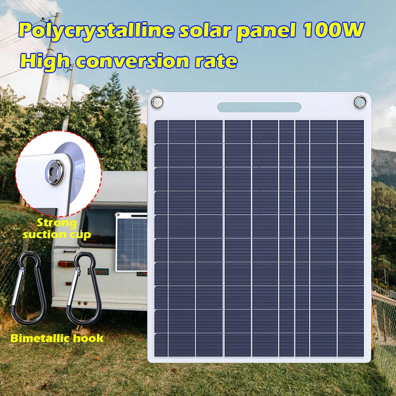 100W Portable Solar Panel With Two USB Suitable For Mobile Phone Charging Outdoor Camping Power Bank Supply Consumer Electronics