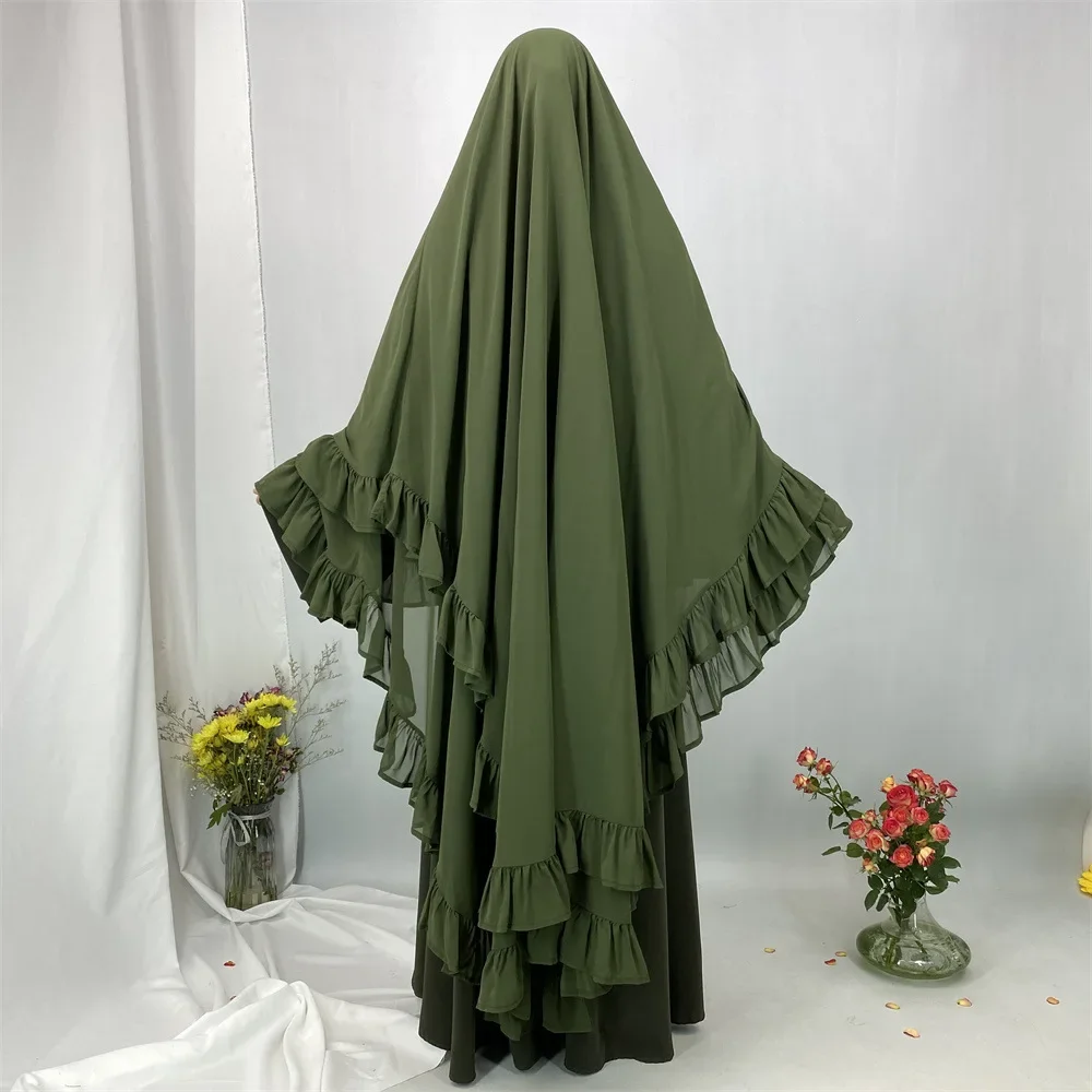 Ramadan Long Khimar Muslim Hijab Head Scarf Headwraps for Women Lotus Islam Hijabs Eid Djellaba Prayer Garment Niqab Abaya Dress