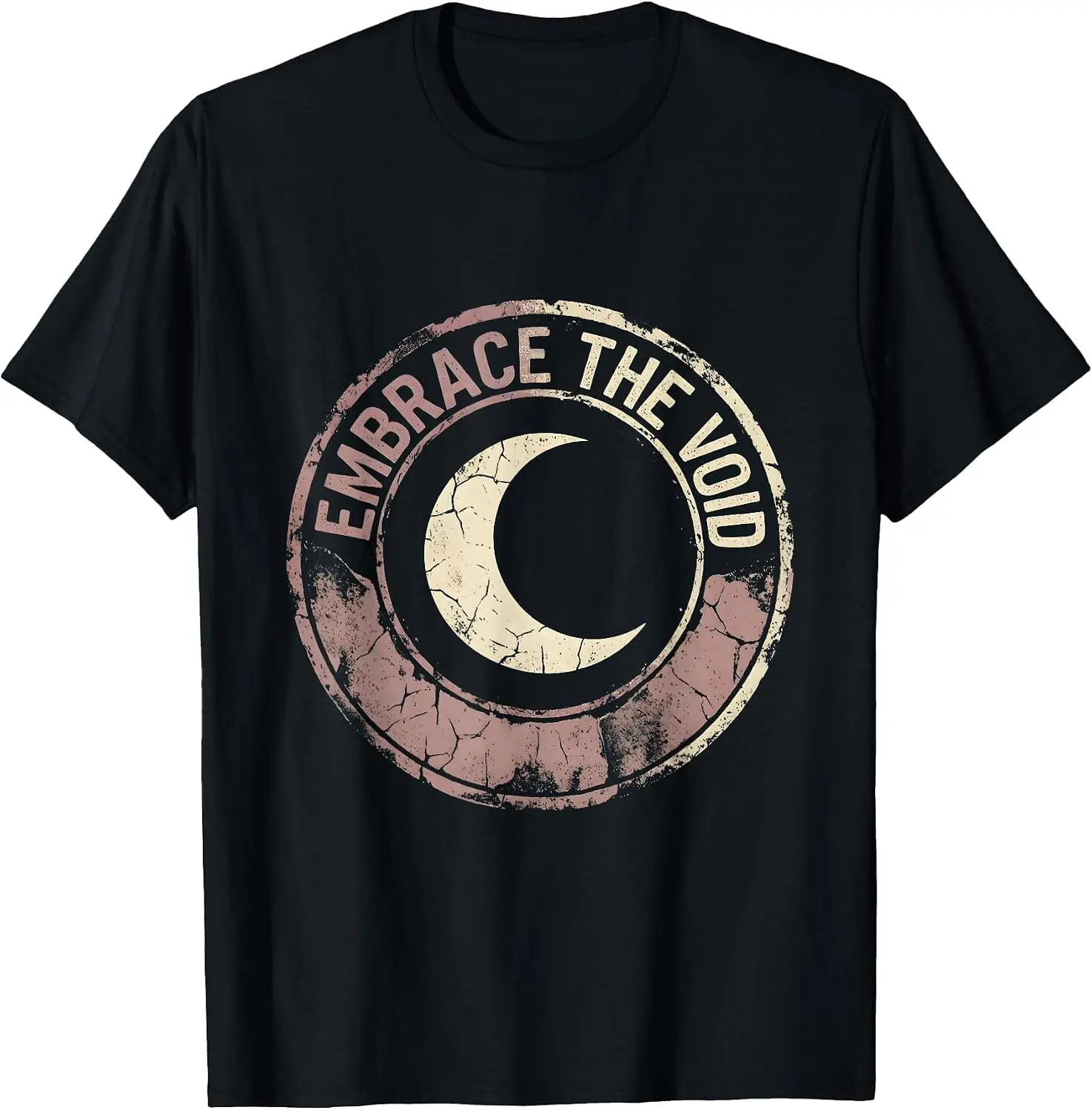 Embrace The Void Dark Goth Aesthetic Design T-Shirt Men's Graphic Print T‑Shirt, Casual Short Sleeve Crew Neck Tees, Summer Daily Wear Soft Cotton Tops for Male.