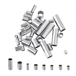 50pc Stainless Steel Metal Tube Crimp Bead Spacer Long for DIY Craft Leather Cord Bracelet Necklace Jewelry Making Supplies