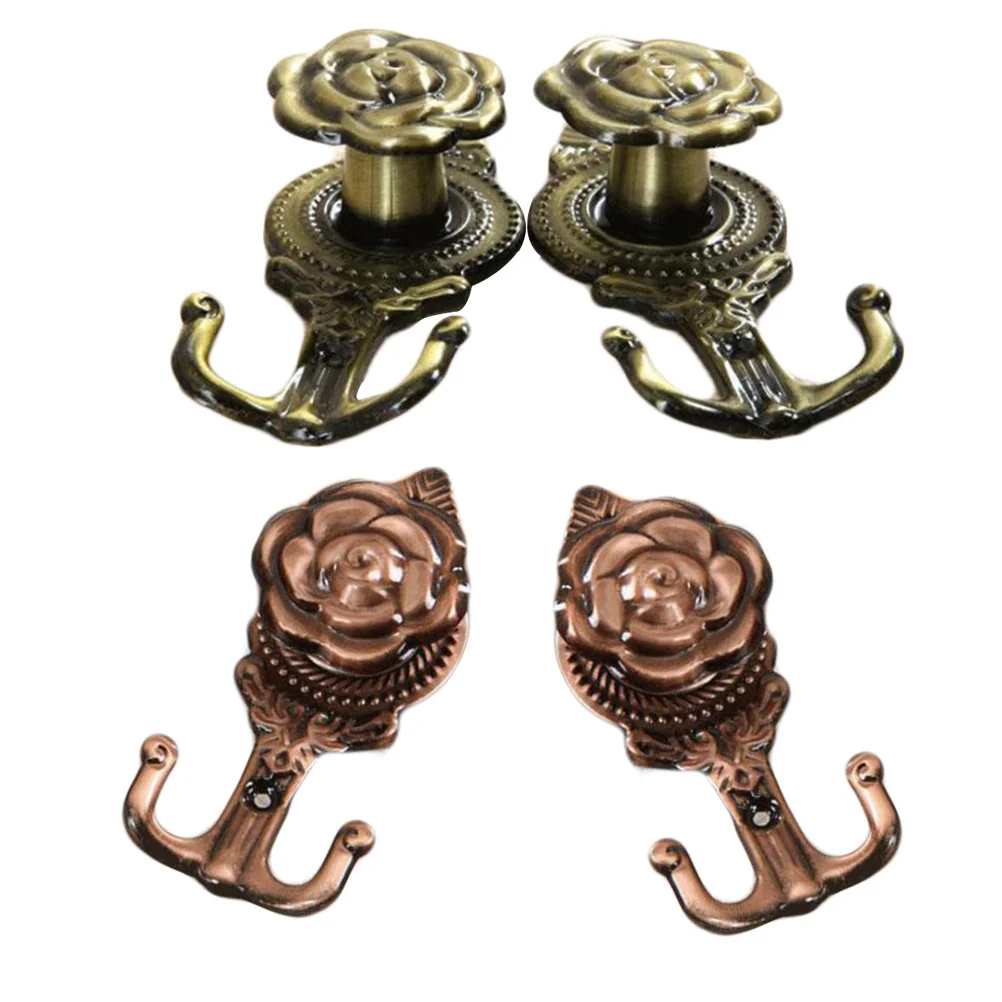 4 قطعة خطافات ستائر على شكل وردة معدنية جدار جبل هوك الزخرفية لحقيبة المناشف مفتاح حامل ديكور المنزل خمر النمط الأوروبي #6