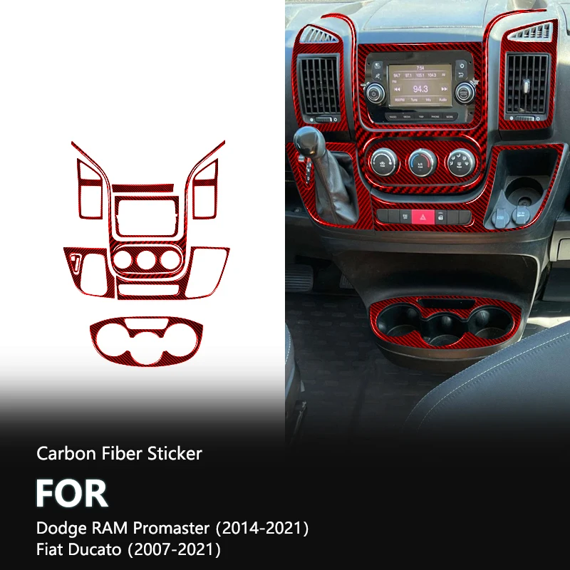 

Central Control Carbon Fiber Interior Stickers For Dodge RAM Promaster 2014-2021 Fiat Ducato 2007-2021 Car Interior Accessories