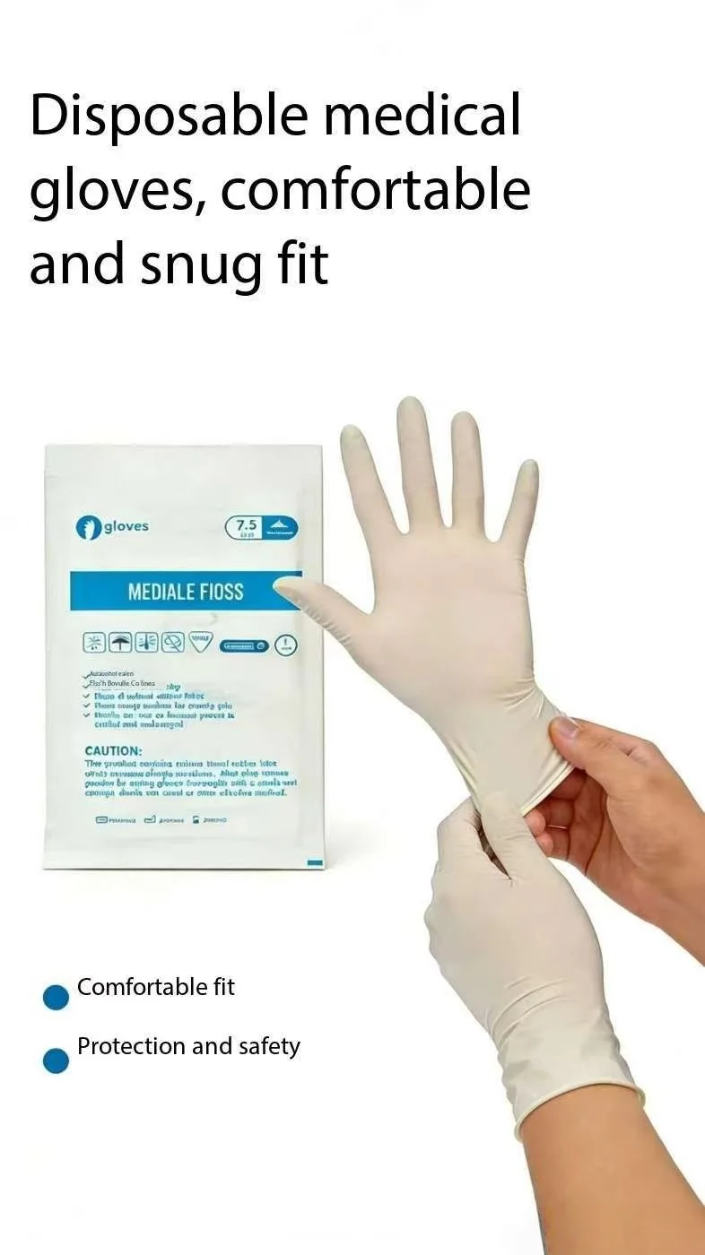 Powder-Free Disposable Latex Examination Gloves Size 7.5 & 8, Non-Sterile Protective Hand Gloves for Home Dental