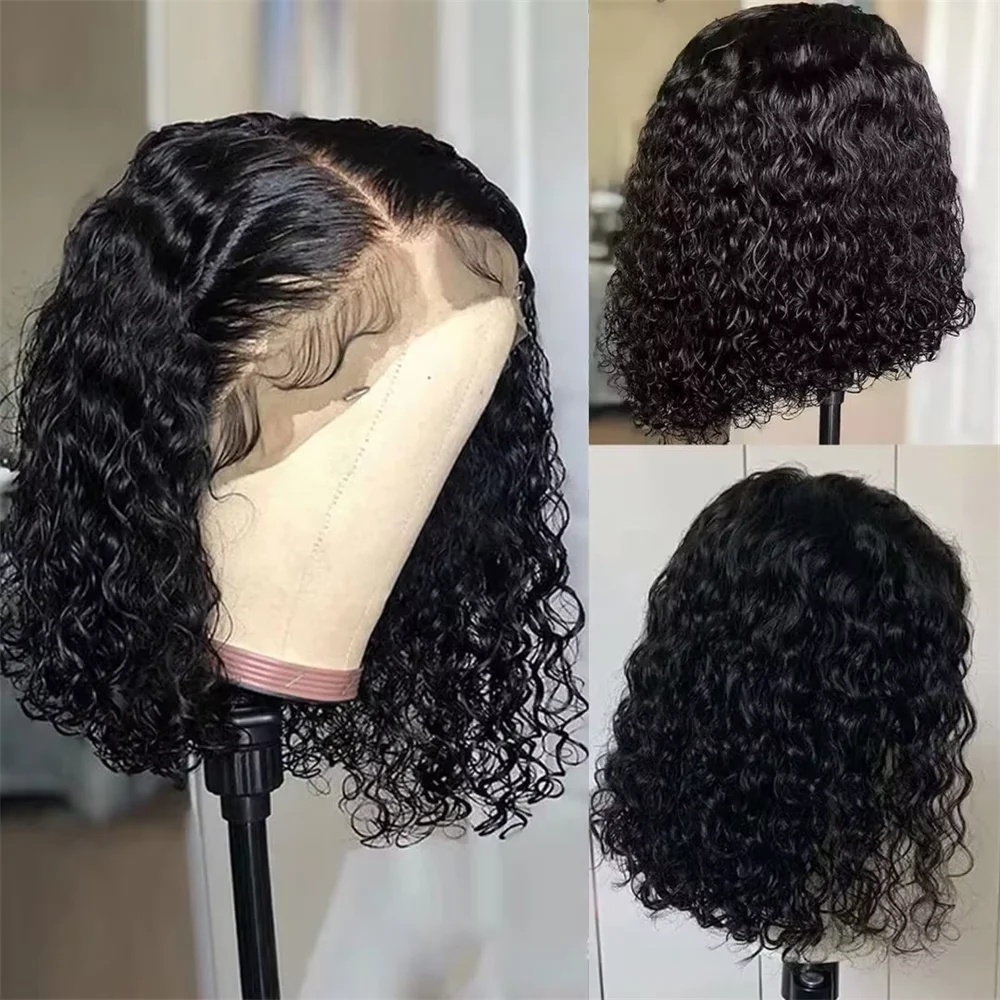 Curly Short Bob 8 16 inch Wigs 200% Density 13x4 5x5 13x6 Lace Front 100% Human Hair Wigs For Women Transparent Lace Frontal Wig