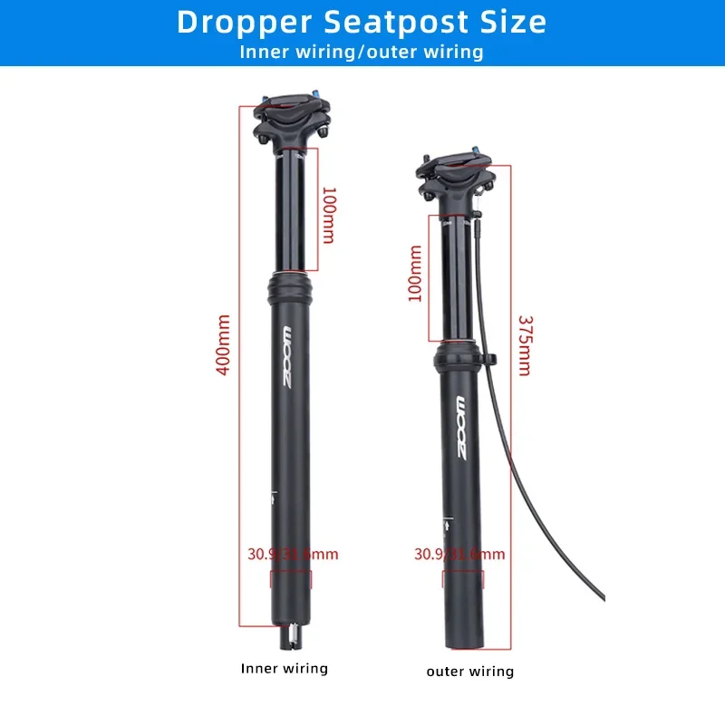 Zoom Height Adjustable Mtb Dropper Seatpost Internal Routing 100mm Travel Bike Dropper Seat Post 30.9 / 31.6