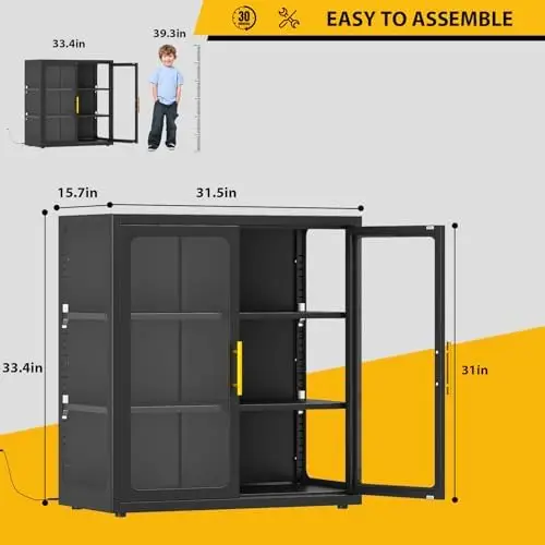 Display Cabinet with Glass Doors and Adjustable Shelves,34