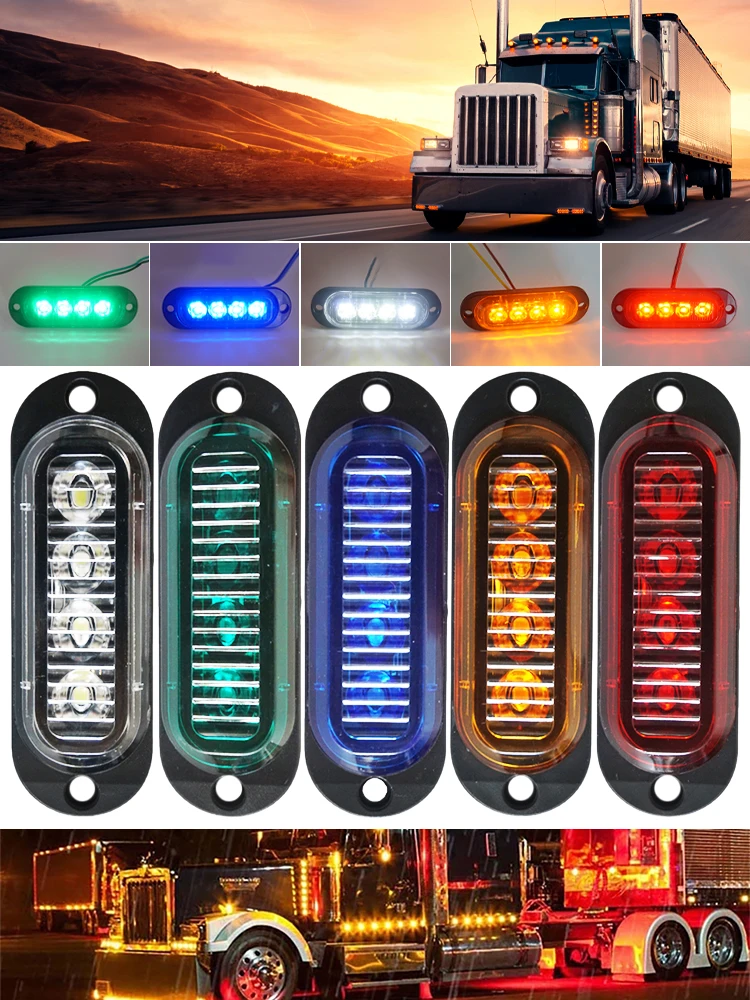 

10pcs 4 LED Car LED Trailer Side Marker Light 12V-24V Indicator Light 90 LM Warning Lamp Rear Light Waterproof Auto Accessories