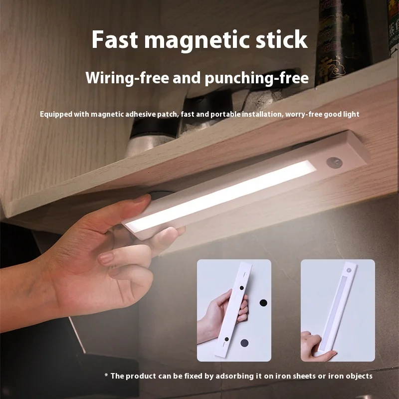 Intelligent Magnetic Induction Long LED Night Light Step Kitchen Bedside Wardrobe Bedside Decorative Light Fixtures (NO Battery)