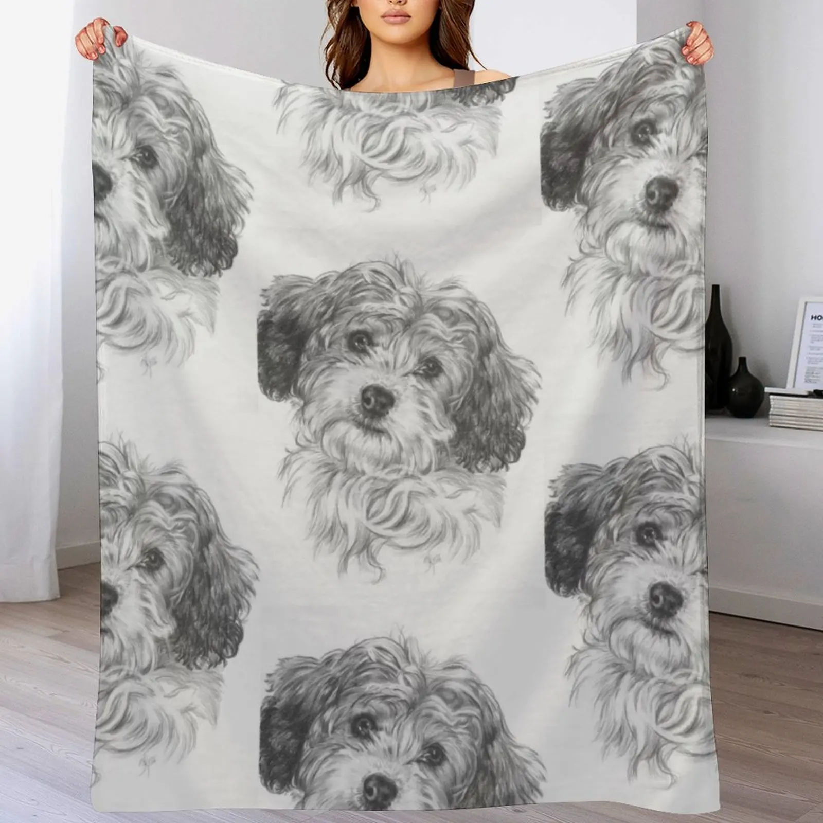 

Bichon Cavalier Throw Blanket Shaggy Furry Soft Blanket for Bedroom Living Room