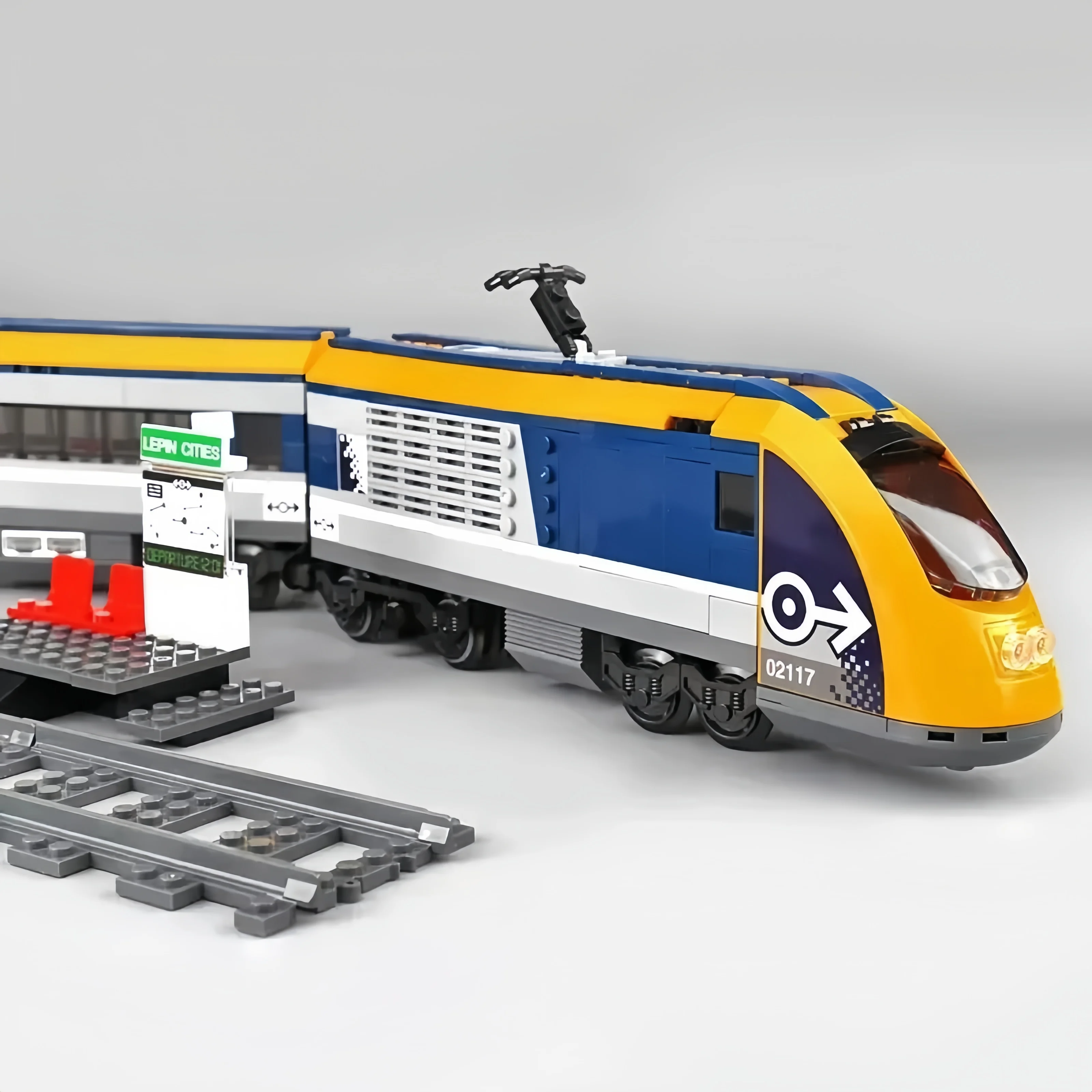 Compatible con tren de carga 60052, bloque de construcción, nuevo tren de exhibición MOC, juguete de ladrillo, modelo de Control remoto, regalo de Navidad 02008
