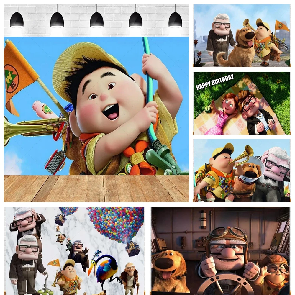 

Disney Pixar Adventure Movie UP Theme Background Kid's Birthday Party Decoration Photography Backdrop Baby shower Banne supplie