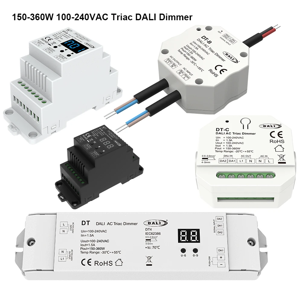 Skydance 150-360W 100-240V AC Triac DALI Dimmer DT DT-B DT-C DT-D (DT4) Convertidor de Señal DALI a Triac de un Canal, Máx. 1.5A