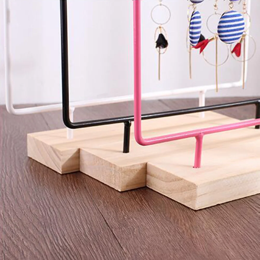

Earring Stand Jewelry Black Display Rack Various Earrings Holder Organizer Wooden