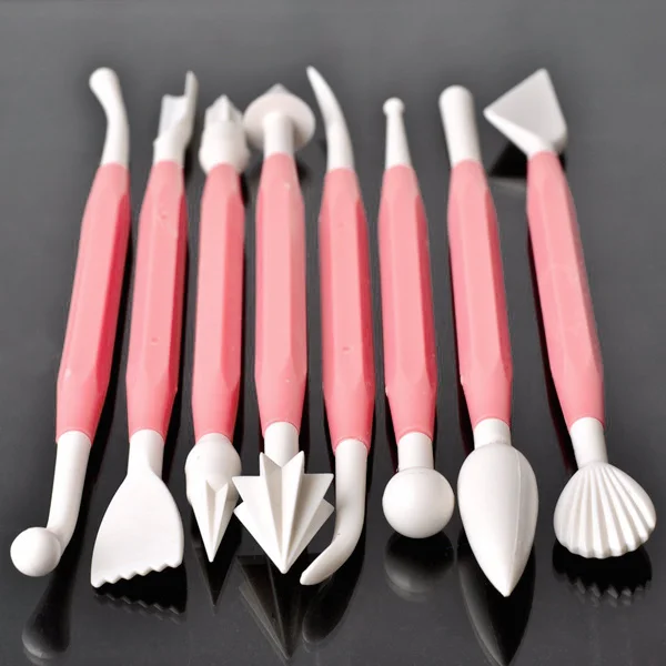 Set di strumenti per decorare torte a doppia estremità Kit di modellazione per zucchero in PVC per uso alimentare per scolpire modelli di fiori di conchiglia