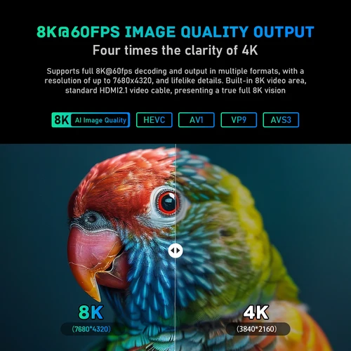 Imagen 2 del producto KINHANK K9 Android TV Box 8K ISO BDMV Amlogic S928X-K 4GB 64GB Dolby Vision Atmos HDR10 + decodificador Wifi6 con reproductor de montaje