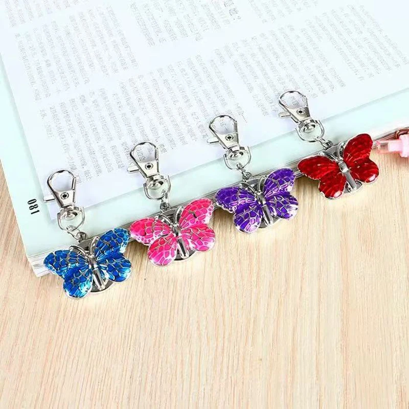 children Key pendant cute Butterfly Keychain Necklace flip Locket Pocket Watches for Women Girls Kids Dual-Use Jewelry Gifts