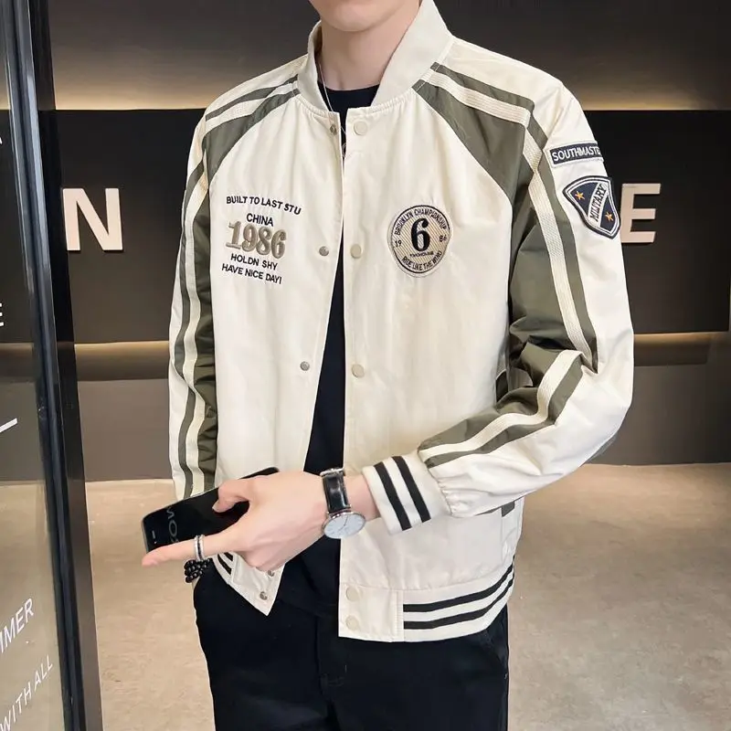 Men's Jacket Spring and Autumn Style Trendy Brand Contrasting Color Jacket Autumn New Casual Baseball Uniform