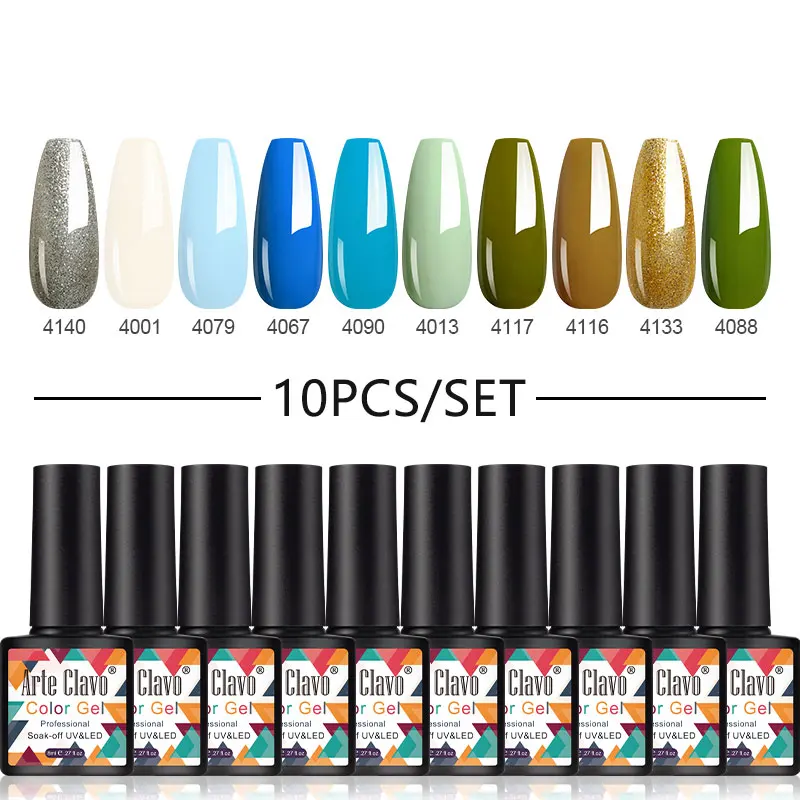 Arte Clavo Nail Gel Polish Set 10pcs/Kit 8ml Gels Lacquer Set For Manicure Semi Permanent Soak Off UV LED Nails Varnish Matt Top