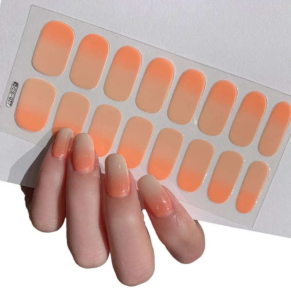 17Colors Hot Semi-cured Gel Nail Stickers Solid Color Nail Semi-baked Paste Decals UV Lamp Need Tips Full Nail for Women hot