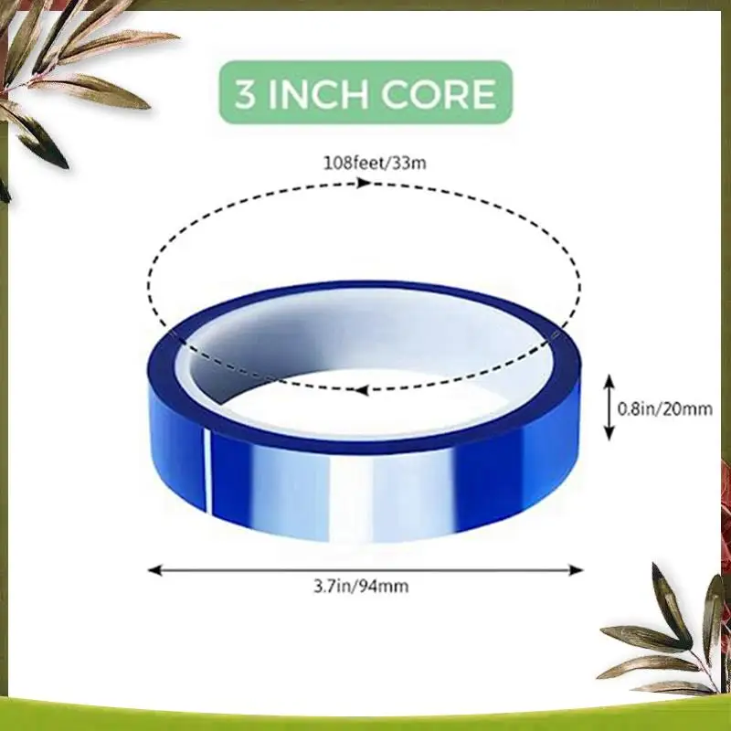 Fita Resistente ao Calor ABDW-3PCS de 20Mm para Sublimação, 33M (108 Ft) Núcleo de 3 Polegadas Alta Temperatura Forte Adesão Azul