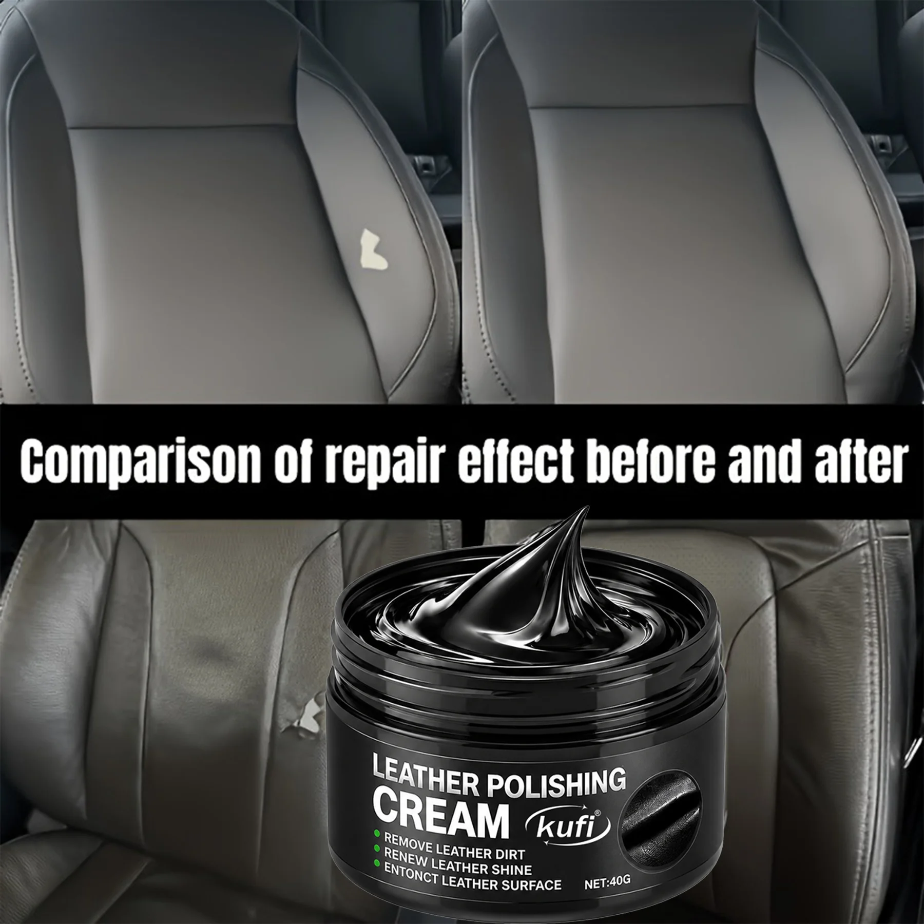 Black Scratch & Crack Repair Paste, Fill Holes & Wear, Smooth Finish, for PU Shoes, Bags, Sofa & Car Seats, Sandable, Polishable