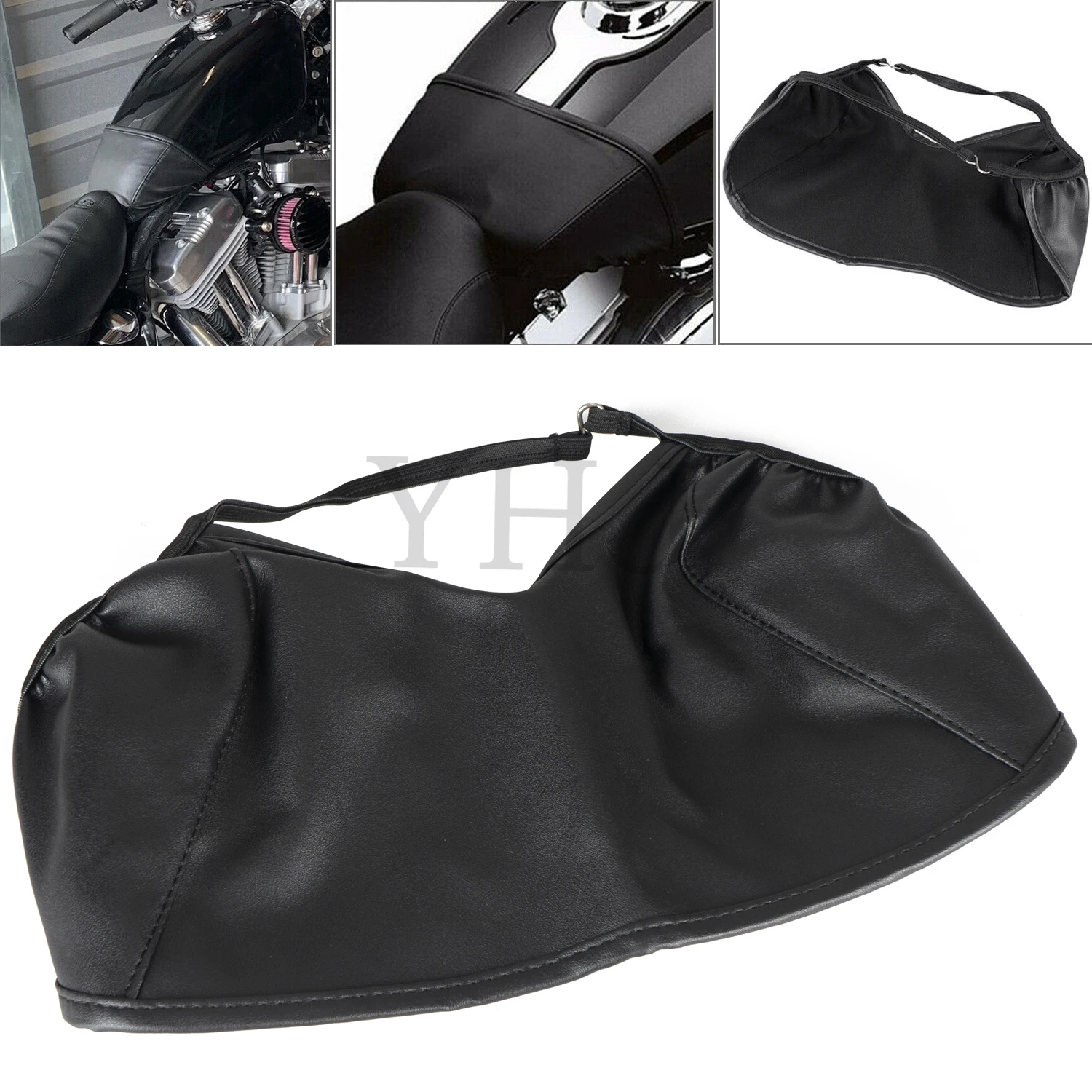 

Vinyl Leather Fuel Tank Bra Shield For Harley Motorcycle Dyna Fat Bob FXDF Street Bob FXDB Low Rider FXDL 2004 UP Black No. 3