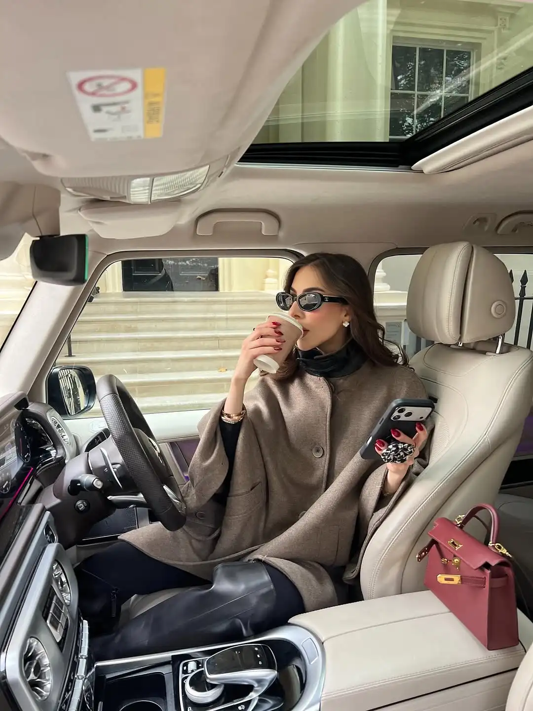 

Women Fashion Solid Woolen Overcoat Chic Leather Collar Single Breasted Pocket Loose Coat Lady Daily Commute Office Outerwears