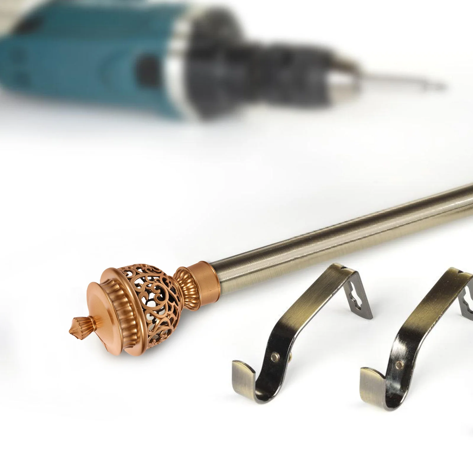 

6pcs Curtain Rod End Cap Plastic Flower Pattern Roman Finial Drapery Rod Tip For Living Room Window Hardware Decorative