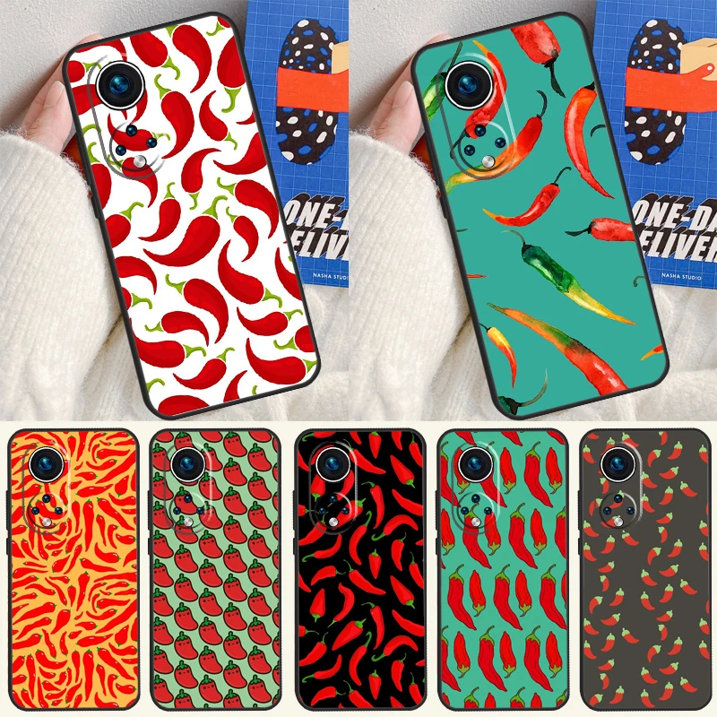 Red Chilli Pepper Pattern Funda For Huawei P20 P30 P40 P60 Pro P Smart Nova 9 5T Honor Magic5 Lite X8 X9 a 50 70 Case