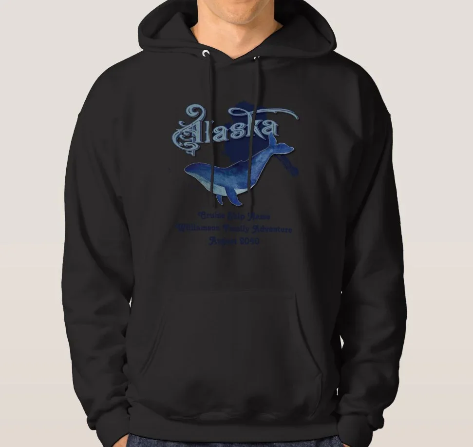 

Alaska Cruise Family Vacation Whale Monogram Pullover Hoodie Comfortable Cotton Casual Mens Sweatshirt Fashion Streetwear