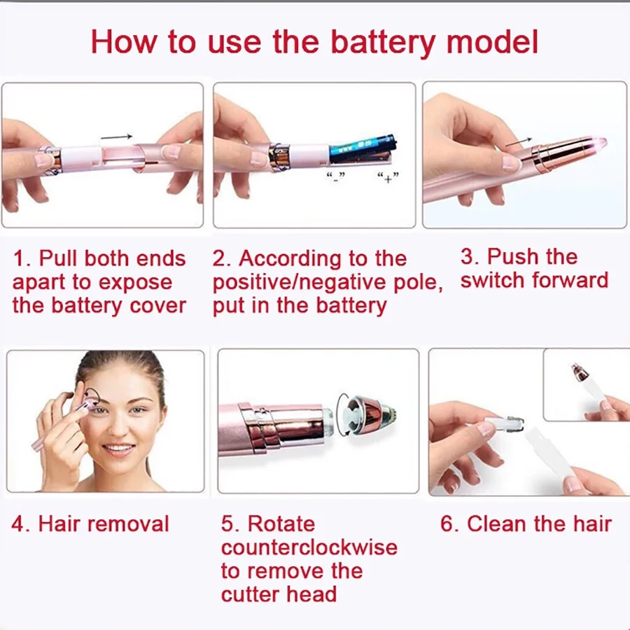 Portable Electric Eyebrow Trimmer Rechargeable Eyebrow Epilator Eyebrow Remover Painless Eyebrow Razor Facial Hair Remover