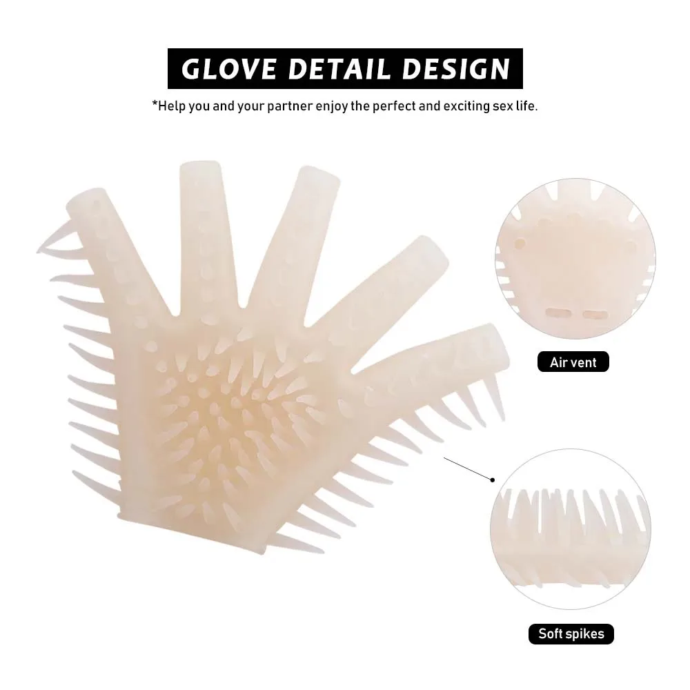 Guanti sessuali Massaggio del pene in silicone Guanti sessuali Masturbazione Unghie Punta delle dita Flirtare Giochi per adulti Coppia Giocattoli sessuali Accessori