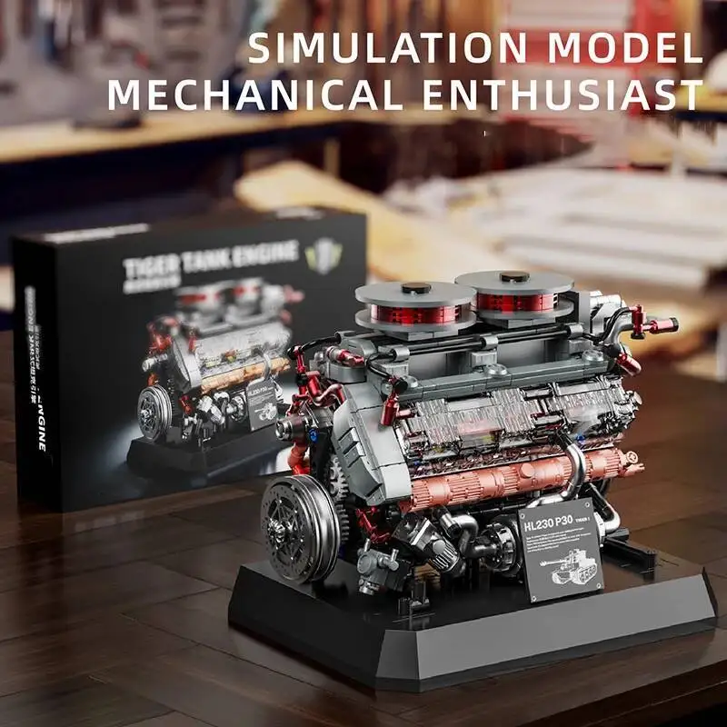 1200 + قطعة محرك خزان النمر محاكاة الطوب نموذج محرك بناء لتقوم بها بنفسك كتل ألعاب فنية للأطفال الأولاد الكبار الهدايا الإبداعية