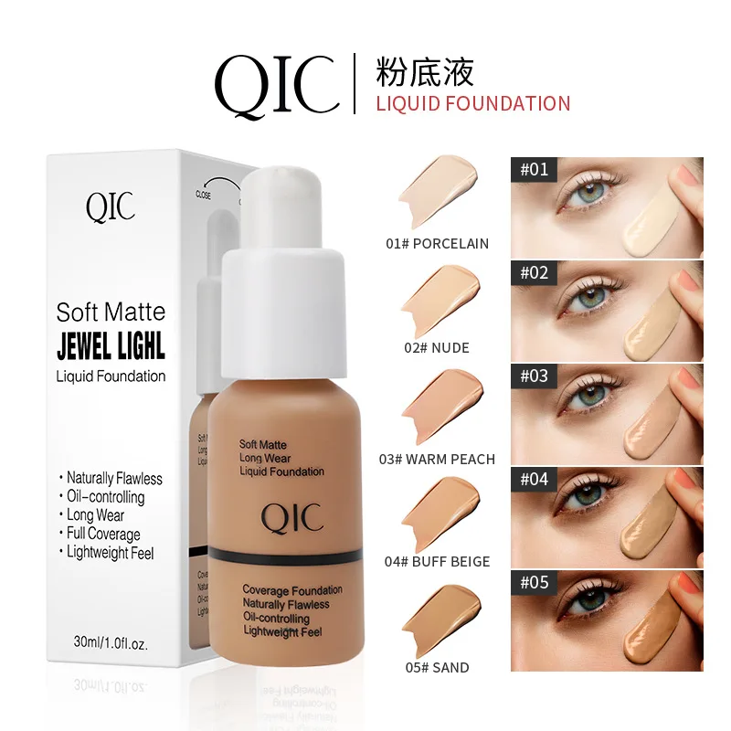 

New concealer Whitening Matte liquid foundation Flawless Covering Invisible Pore Dry Skin Natural Moisturizing foundation cream