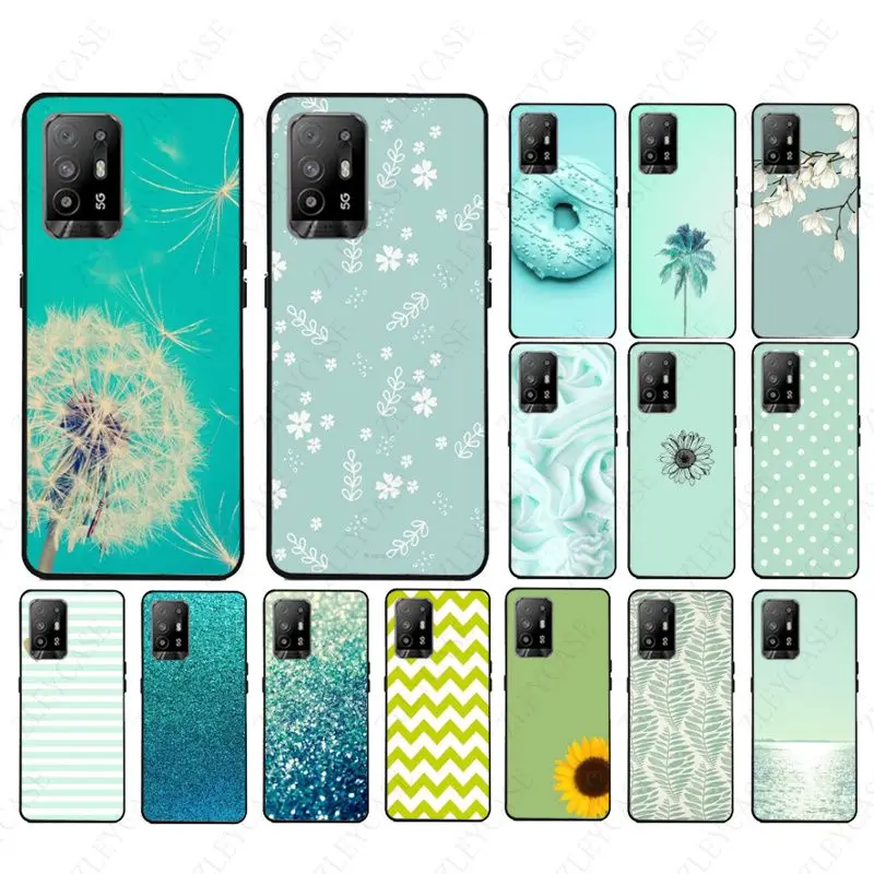 Simple little fresh green donut mint Phone cover For OPPO A74 A94 A9 A5 A53 A73 2020 A57 A76 A96 4G A54 A78 A95 A98 A72 5G Cases