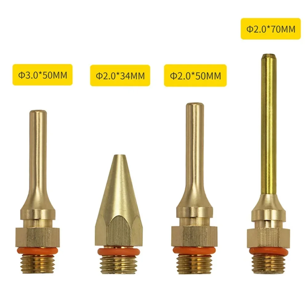 4pc Hot Glue Fine Nozzle Set Copper Tube Nozzle Repair Tool Glue Sprayer Part Heat Melt Glue Gun Universal Nozzles Adhesive Tool