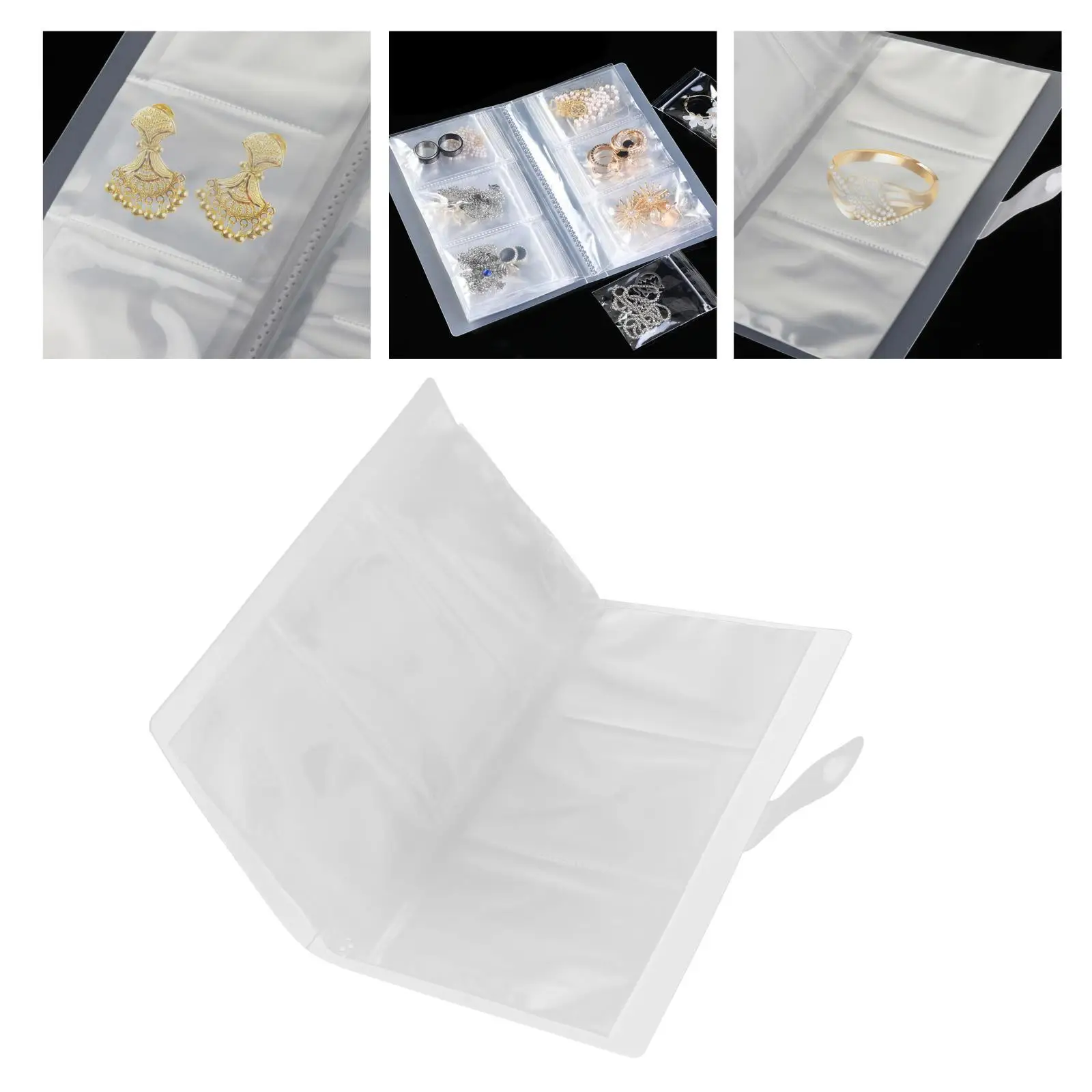 Clear PVC Jewelry Storage Book with Pockets 84 Slots Reusable Lightweight Large Capacity Cover Size 20.5x11.5cm Various Usages
