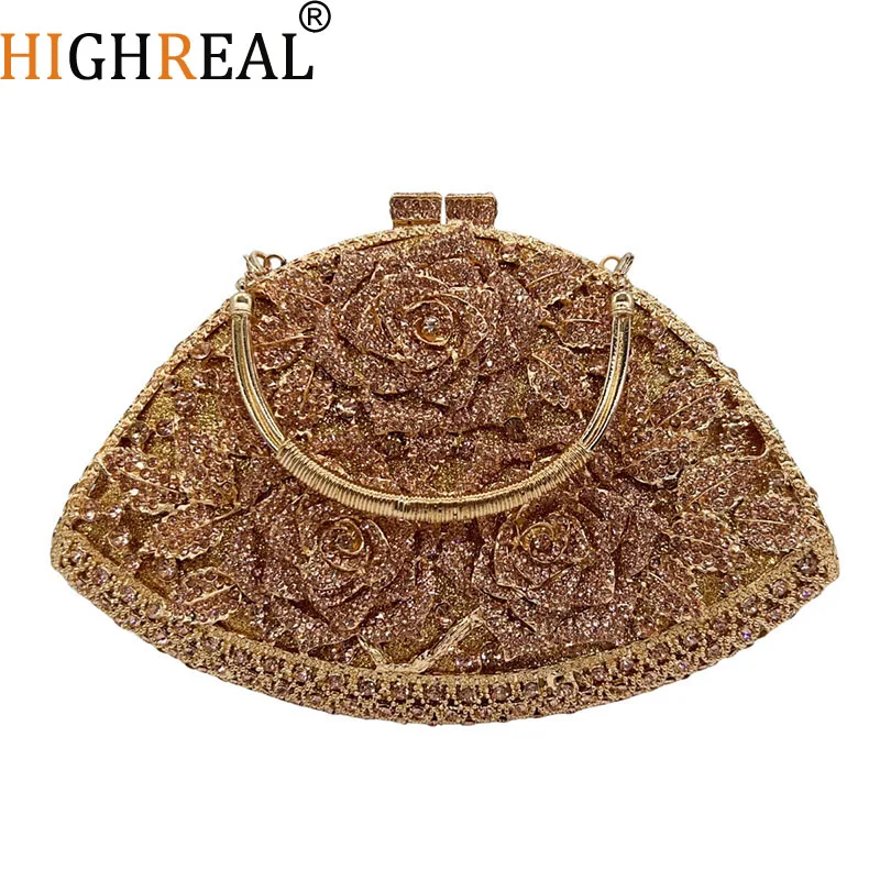 

Crystal Bag Full Diamond Dinner Premium Light Luxury Rose Rhinestone Portable Banquet Women's Clutch