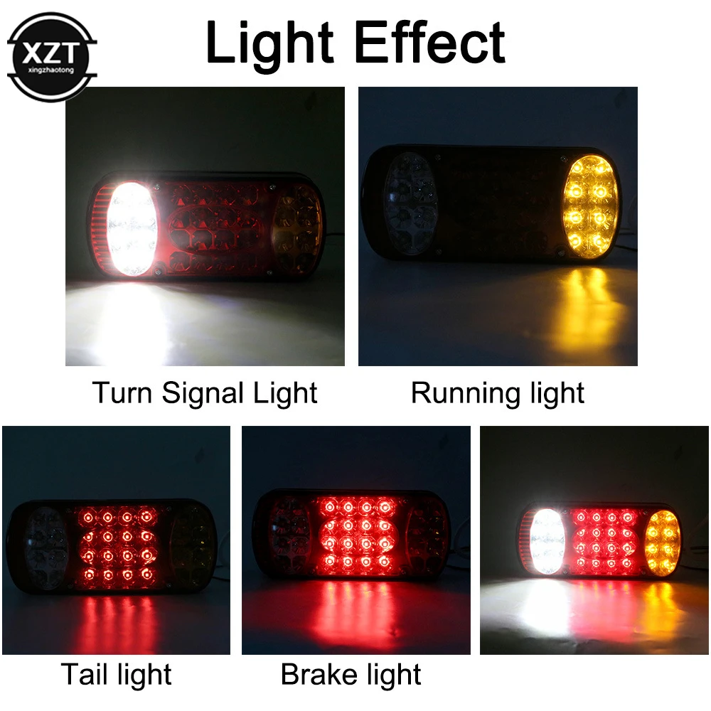 12V 24V Truck Rear Brake Lamp LED Trailer Turn Signal Running Lights Taillights Stop Warning Indicator Lorry Van Car Accessories