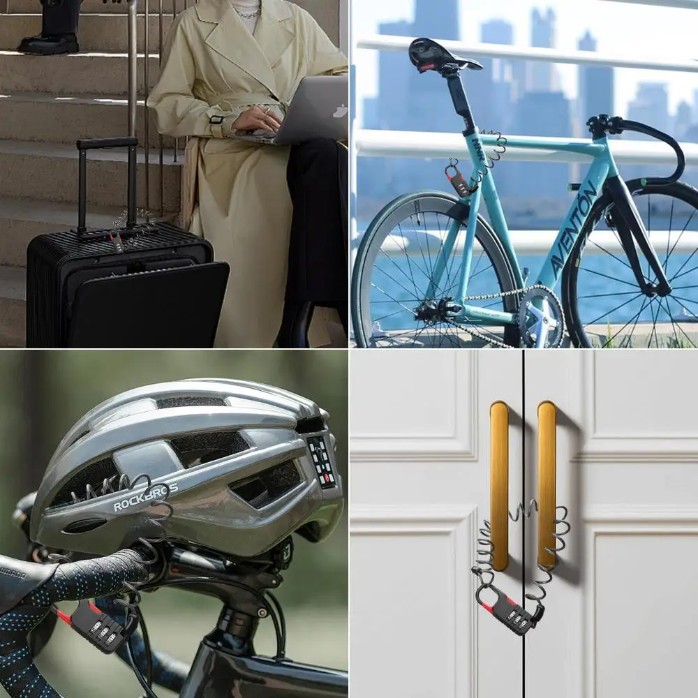 Fahrrad-Diebstahlschutzschloss Tragbares 3-stelliges Zahlenschloss mit Drahtseil für Motorräder Mehrzweckschloss Helmschloss Fahrradzubehör – Detail 11