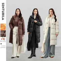 SENTUBILA Women's Long Parkas 2026 Winter Padding Coat Oversized Stand Neck Hooded Zipper Warm Outerwear Woman Clothes W44M58169