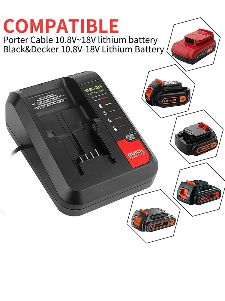 Dla Black Decker 20V Lader akumulator litowo-jonowy Oplader Porter Kabel Stanley 10.8V 14.4V 18V PCC690L L2AFC FMC690L FMC688L — zdjęcie produktu 2