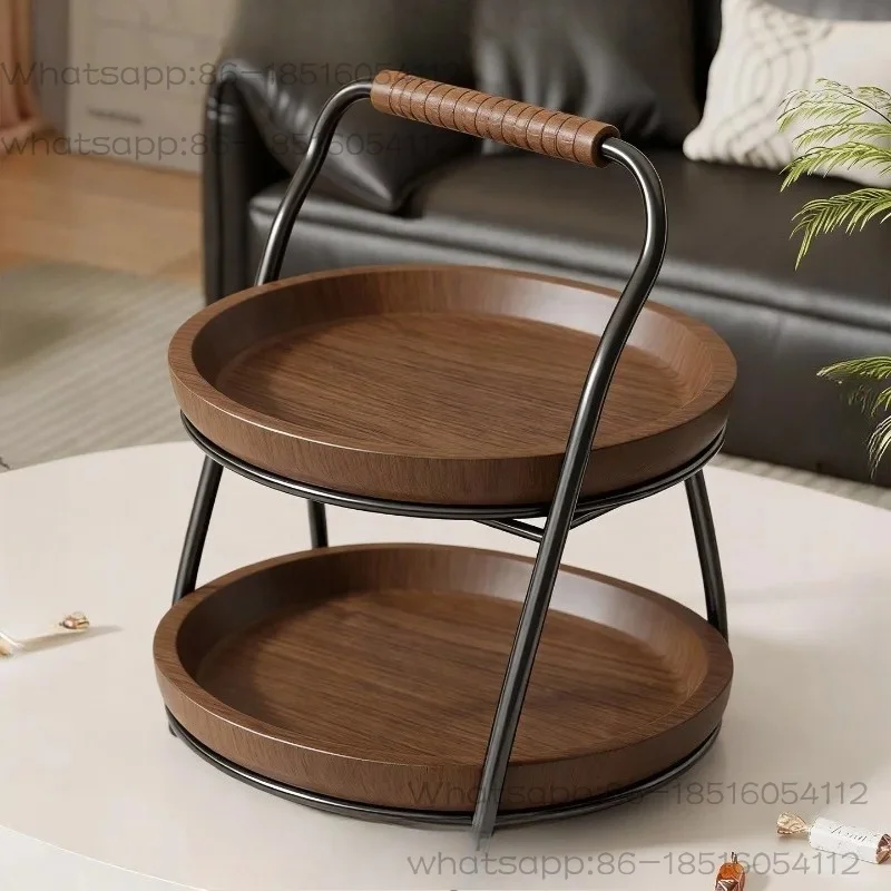 Solid wood fruit plate household desktop multi-layer shelf living room coffee table
