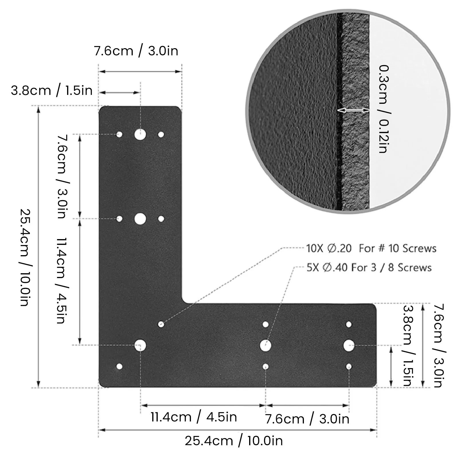 L Shape Flat Bracket Black Powder Coated Carbon Steel Right Angle Flat Mending Plate Corner Bracket For Repairing House