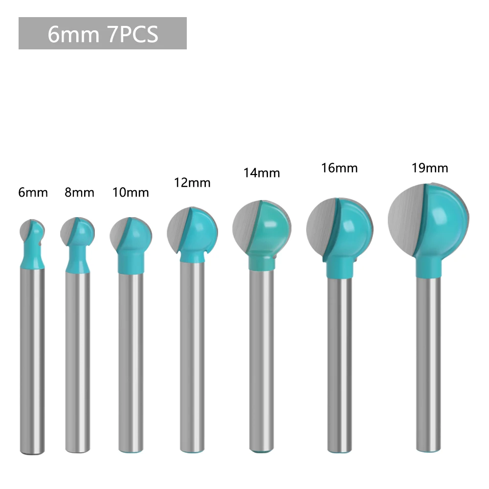 LAVIE-Mèche de fraisage CNC ronde antarctique, noyau de rayon, mèche de routeur en carbure de tungstène pour bois MC06003, 6mm, 1PC