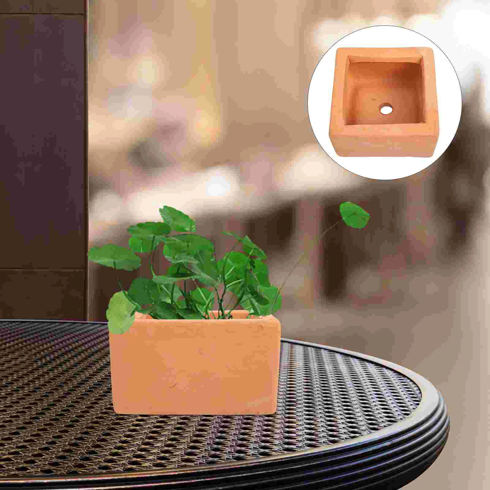 3 Pcs Square Terracotta Flower Pot Decor Unique Flowerpots Red Pottery Succulent Container Household Planters Small Chic